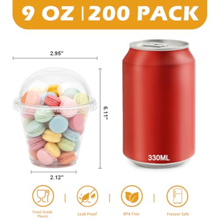 200 Pack 9 oz Clear Plastic Cu - Plastic Dome Clear บทวิจารณ์และราคา