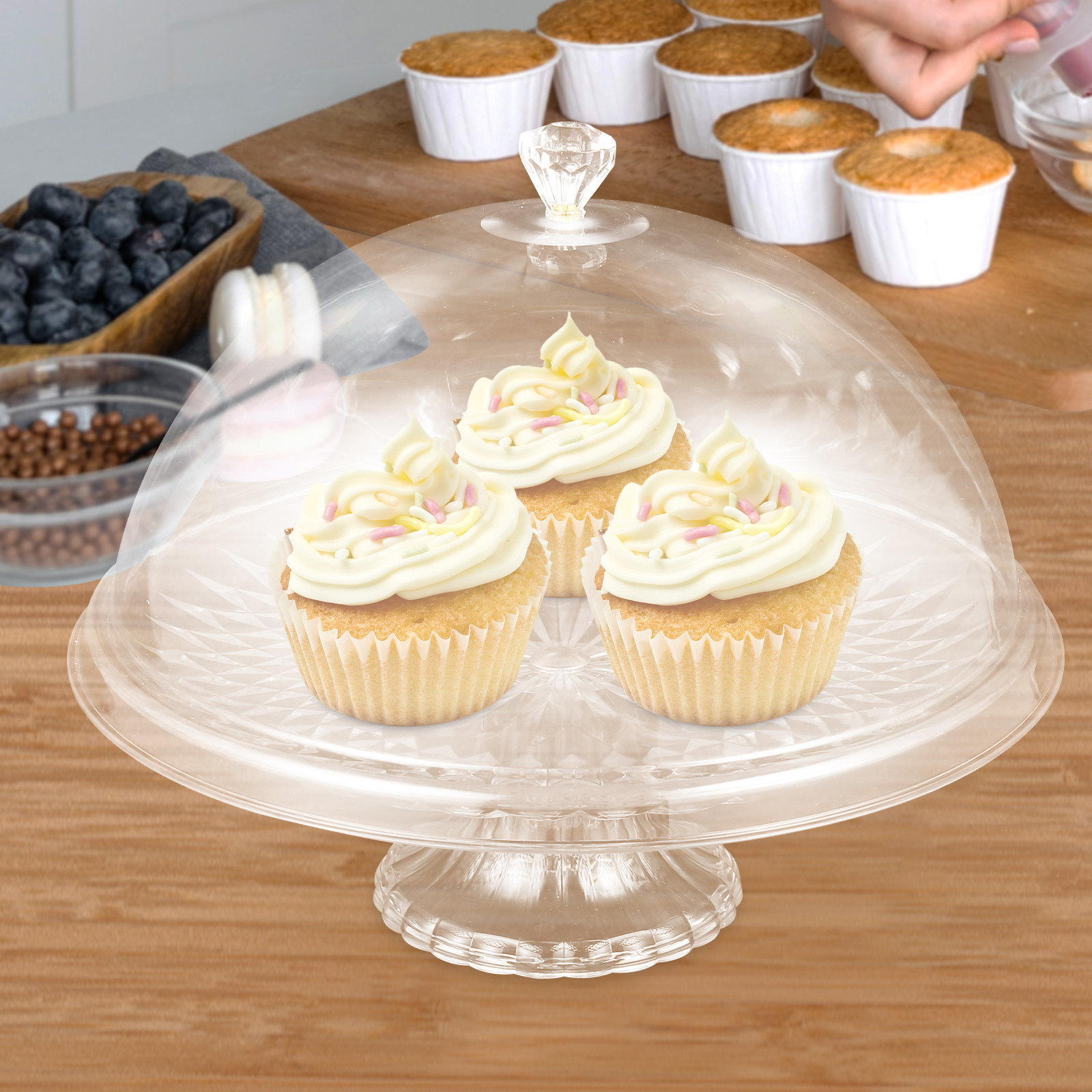 Clear Pet Cake Stand with Dome - Plastic Dome Clear บทวิจารณ์และราคา