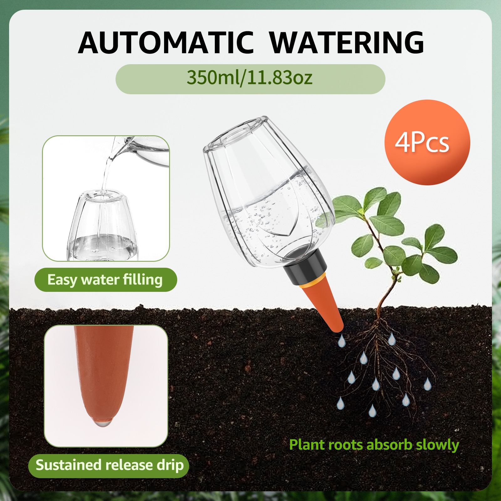 4Pcs Plant Watering Globe Clea - Self Watering Insert บทวิจารณ์และราคา