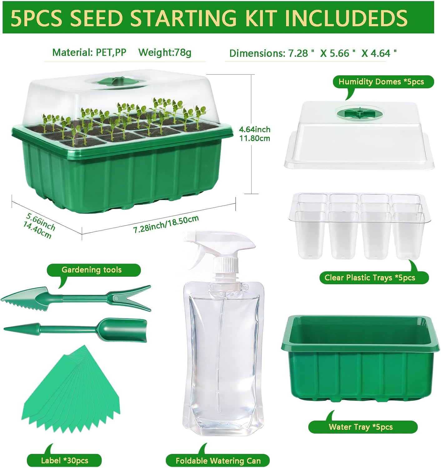 5-Pack Seed Starter Tray Kit w - Humidity Dome Kit บทวิจารณ์และราคา